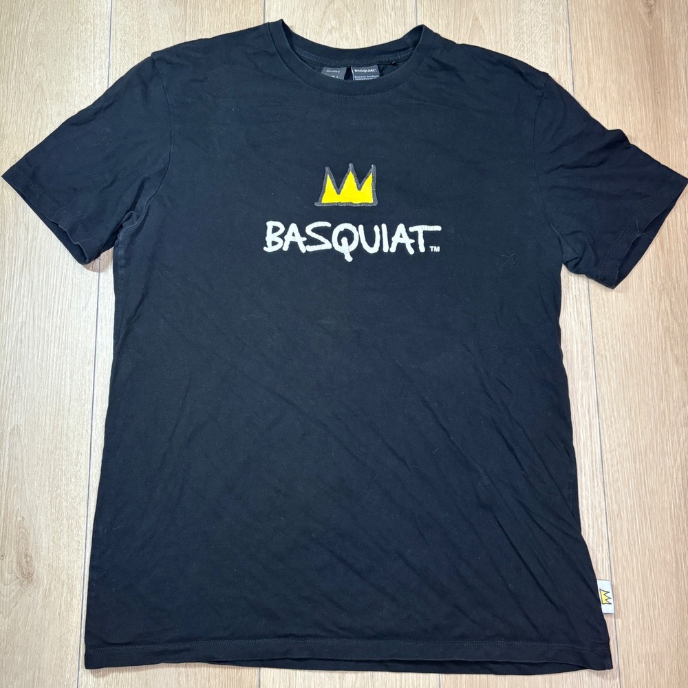 Bershka Jean-Michel Basquiat Graphic T-Shirt Black Mens Size Medium Crown Logo